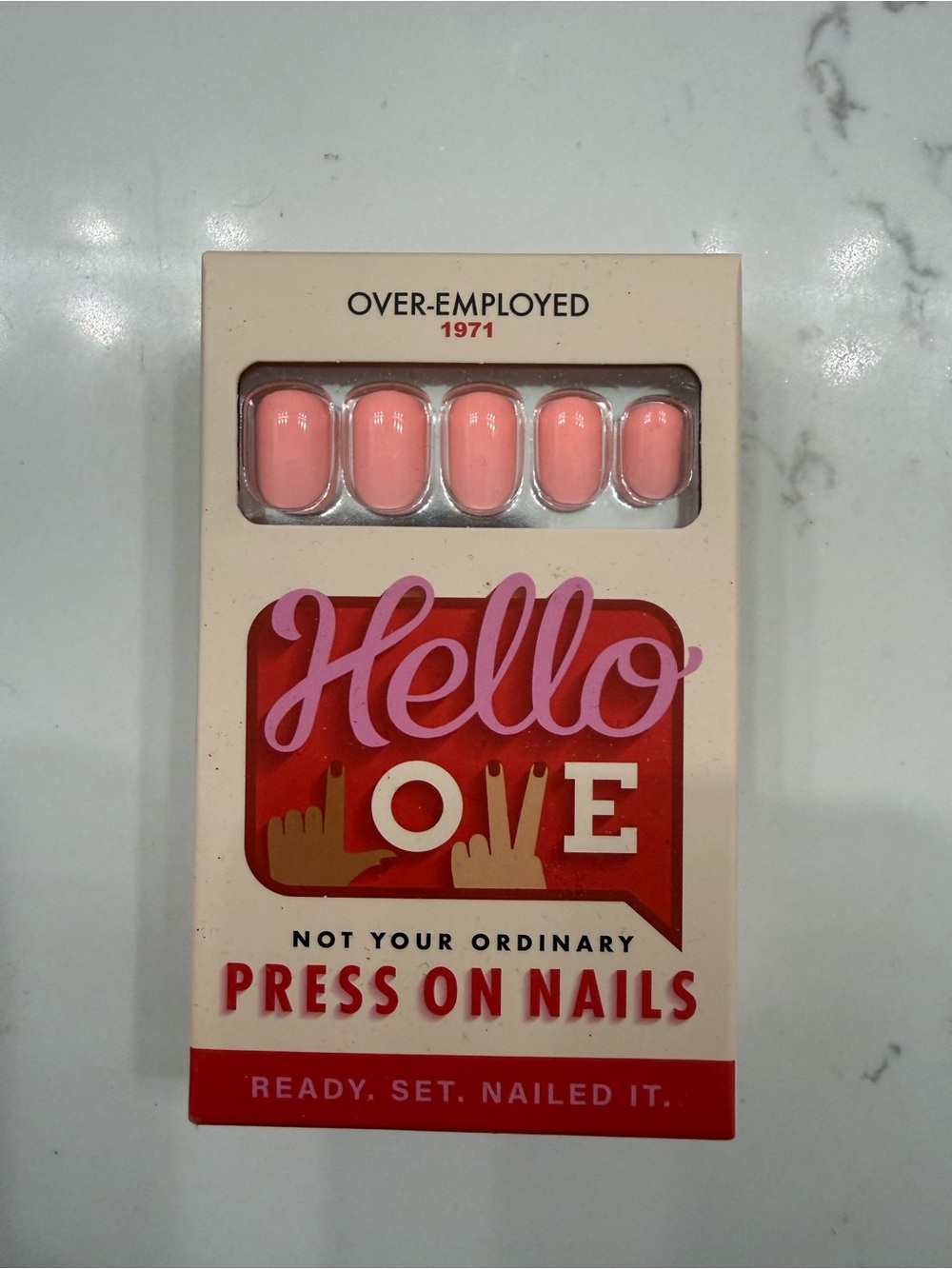 OVER-EMPLOYED 1971 Hello LOVE Press On Nails